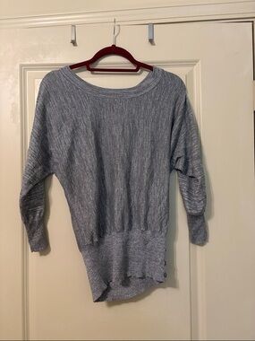 Apt. 9 Light Gray Ribbed Hem Drop-Shoulder Sweater